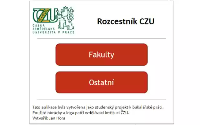 Rozcestnik CZU from Chrome web store to be run with OffiDocs Chromium online Rozcestnik CZU from Chrome web store to be run with OffiDocs Chromium online