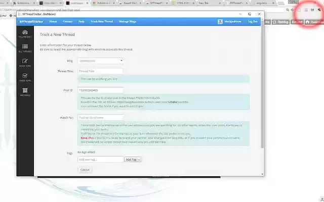 RPThreadTracker QuickAdd  from Chrome web store to be run with OffiDocs Chromium online