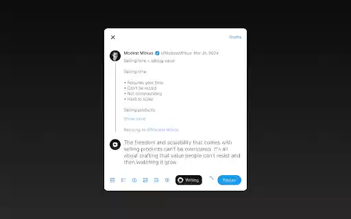 Rrreply.com  from Chrome web store to be run with OffiDocs Chromium online