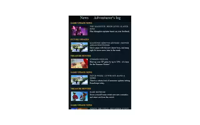 RuneScapeNews  from Chrome web store to be run with OffiDocs Chromium online
