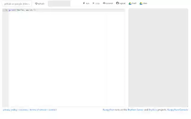 Runpython Python IDE  from Chrome web store to be run with OffiDocs Chromium online