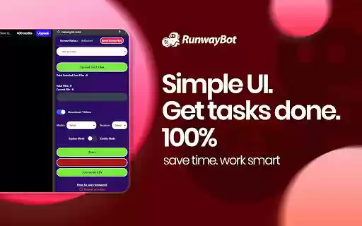Runwaybot:Runwayml Automation Bulk Video generator  from Chrome web store to be run with OffiDocs Chromium online