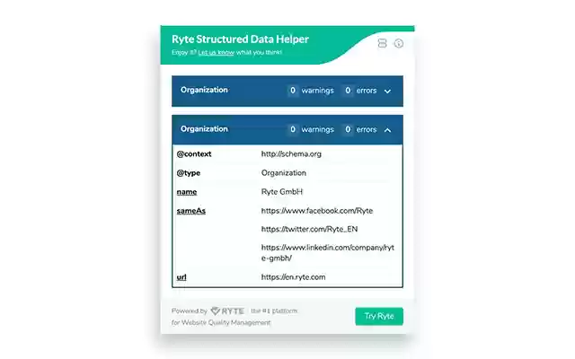 Ryte structured data helper from Chrome web store to be run with OffiDocs Chromium online Ryte structured data helper from Chrome web store to be run with OffiDocs Chromium online