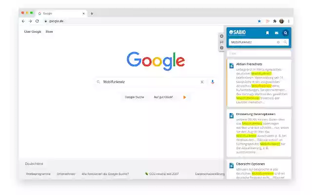 SABIO Integrator de Chrome web store se ejecutará con OffiDocs Chromium en línea
