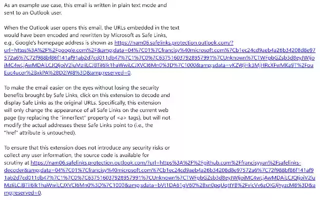 Safe Links Decoder  from Chrome web store to be run with OffiDocs Chromium online