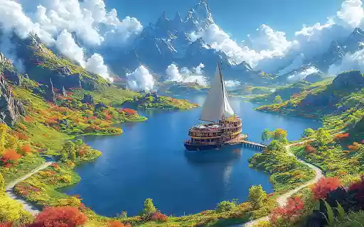 Sailboat on the river  from Chrome web store to be run with OffiDocs Chromium online