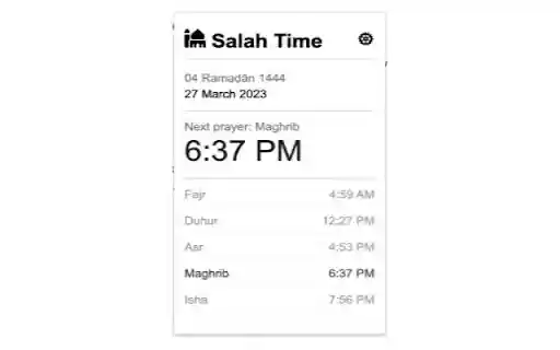 Salah Time  from Chrome web store to be run with OffiDocs Chromium online