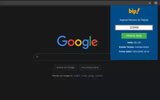 Saldo BIP  from Chrome web store to be run with OffiDocs Chromium online