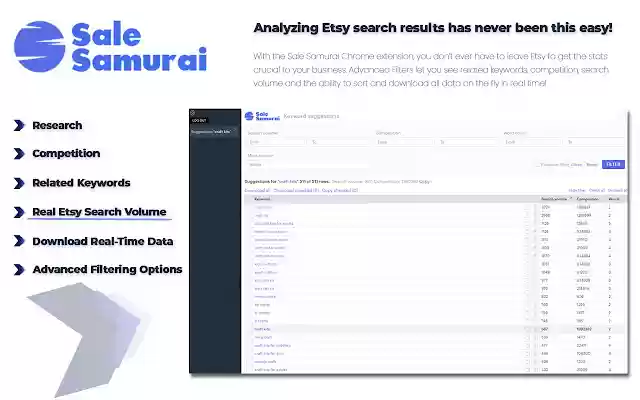 Sale Samurai Etsy SEO Keyword Tool from Chrome web store to be run with OffiDocs Chromium online Sale Samurai Etsy SEO Keyword Tool from Chrome web store to be run with OffiDocs Chromium online