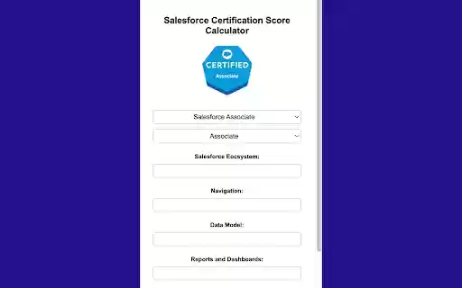 Salesforce Certification Score Calculator  from Chrome web store to be run with OffiDocs Chromium online