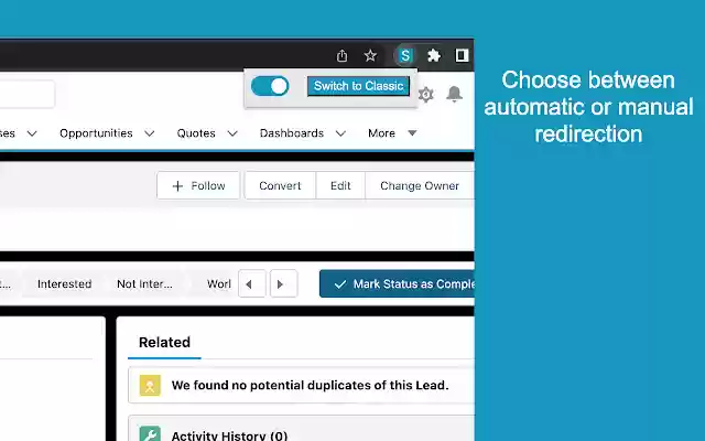 Salesforce Classic View (Lightning Classic) from Chrome web store to be run with OffiDocs Chromium online Salesforce Classic View (Lightning Classic) from Chrome web store to be run with OffiDocs Chromium online