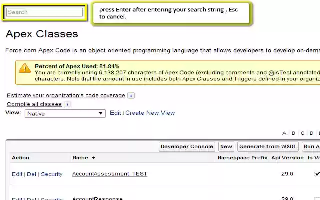 Salesforce Searchbox  from Chrome web store to be run with OffiDocs Chromium online