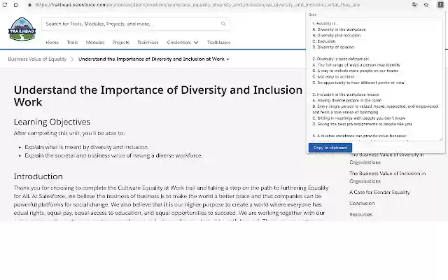 Salesforce Trailhead Quiz Extractor from Chrome web store to be run with OffiDocs Chromium online Salesforce Trailhead Quiz Extractor from Chrome web store to be run with OffiDocs Chromium online