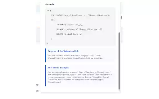 Salesforce Validation Doc Generator  from Chrome web store to be run with OffiDocs Chromium online