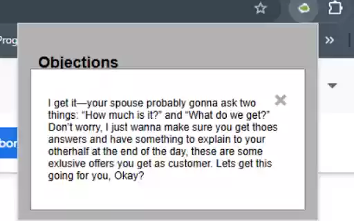 Sales Objection Handler from Chrome web store to be run with OffiDocs Chromium online Sales Objection Handler from Chrome web store to be run with OffiDocs Chromium online