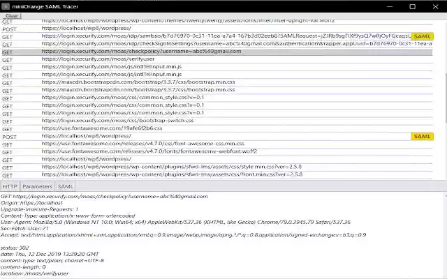 SAML Tracer  from Chrome web store to be run with OffiDocs Chromium online
