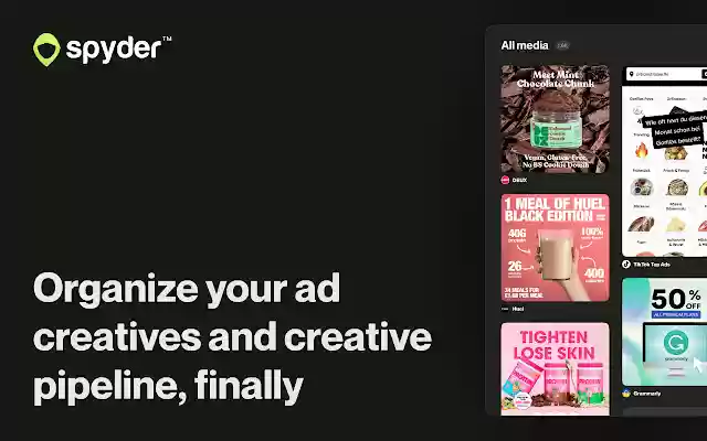 Save ads Facebook Ad Library, TikTok Spyder in