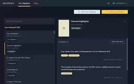 Saveread.io Highlight and Save  from Chrome web store to be run with OffiDocs Chromium online
