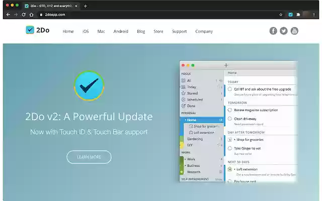 Save to 2Do  from Chrome web store to be run with OffiDocs Chromium online