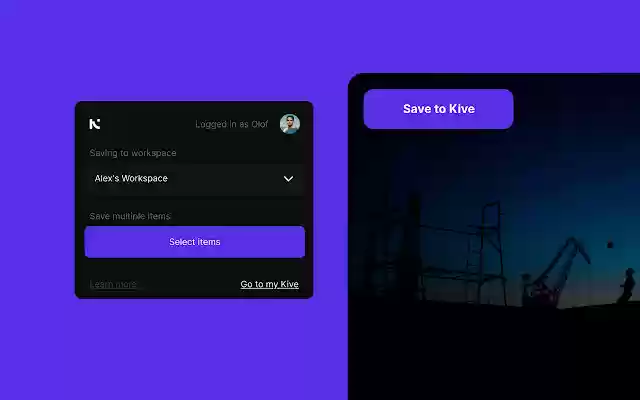 Save to Kive  from Chrome web store to be run with OffiDocs Chromium online
