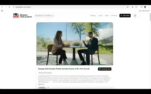 Save to Learn | Youtube Video Save and Schedule from Chrome web store to be run with OffiDocs Chromium online Save to Learn | Youtube Video Save and Schedule from Chrome web store to be run with OffiDocs Chromium online