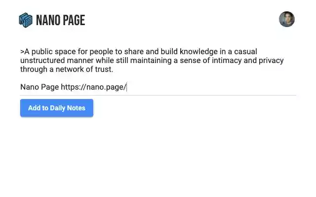 Save to Nano Page  from Chrome web store to be run with OffiDocs Chromium online