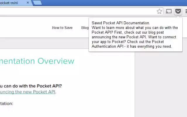 Save to Pocket (mini)  from Chrome web store to be run with OffiDocs Chromium online