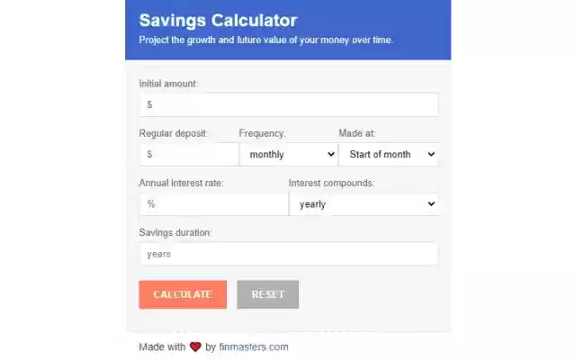 Savings Calculator  from Chrome web store to be run with OffiDocs Chromium online