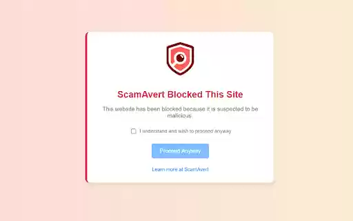 ScamAvert  from Chrome web store to be run with OffiDocs Chromium online