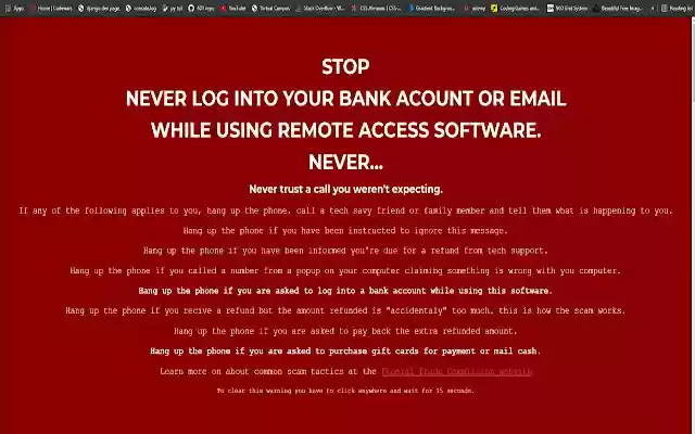 Scam Stopper  from Chrome web store to be run with OffiDocs Chromium online