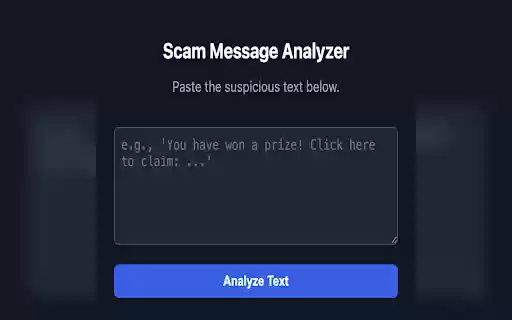 Scam Text Checker  from Chrome web store to be run with OffiDocs Chromium online