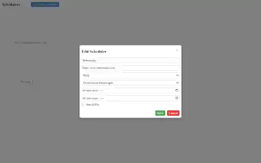Scheduled Website Opener  from Chrome web store to be run with OffiDocs Chromium online