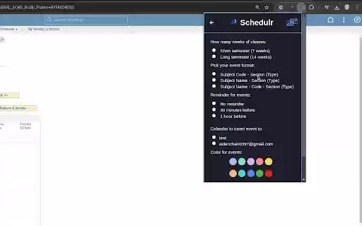 schedulr  from Chrome web store to be run with OffiDocs Chromium online