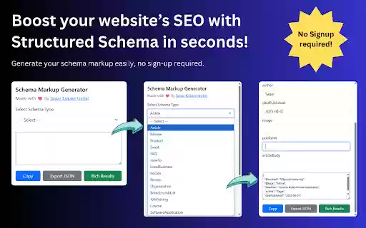 Schema Markup Generator  from Chrome web store to be run with OffiDocs Chromium online