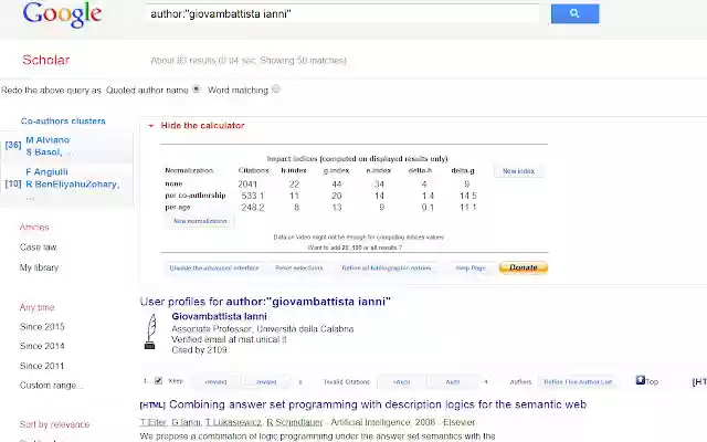 Scholar H Index Calculator for Google Chrome™  from Chrome web store to be run with OffiDocs Chromium online