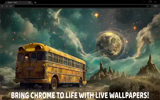 School Bus Interplanetary Journey Live Wallpaper  from Chrome web store to be run with OffiDocs Chromium online