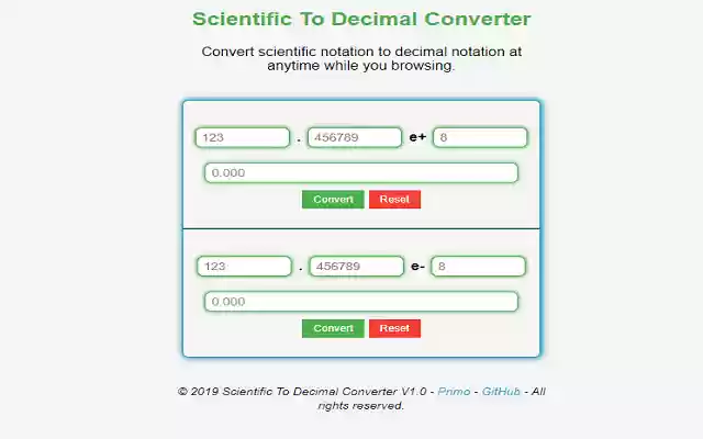 Scientific To Decimal Converter from Chrome web store to be run with OffiDocs Chromium online Scientific To Decimal Converter from Chrome web store to be run with OffiDocs Chromium online