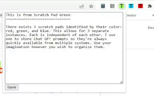 Scratch Pad Green  from Chrome web store to be run with OffiDocs Chromium online