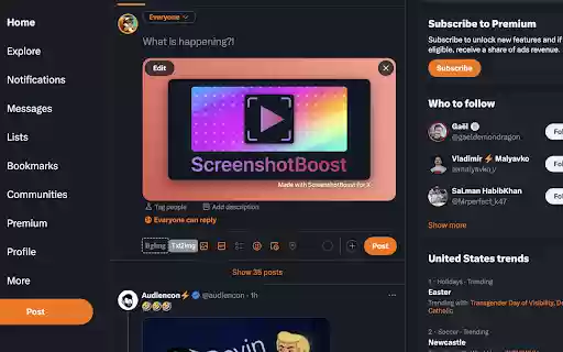 ScreenshotBoost for X from Chrome web store to be run with OffiDocs Chromium online ScreenshotBoost for X from Chrome web store to be run with OffiDocs Chromium online