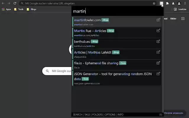 Search Bookmarks, History and Tabs  from Chrome web store to be run with OffiDocs Chromium online