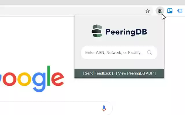 Search in PeeringDB  from Chrome web store to be run with OffiDocs Chromium online