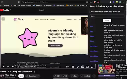 Search inside a YT video  from Chrome web store to be run with OffiDocs Chromium online