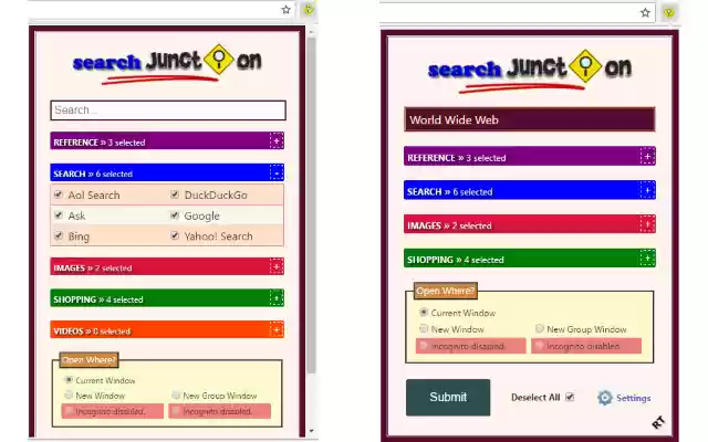 Search Junction  from Chrome web store to be run with OffiDocs Chromium online