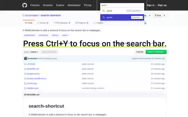 Search shortcut  from Chrome web store to be run with OffiDocs Chromium online