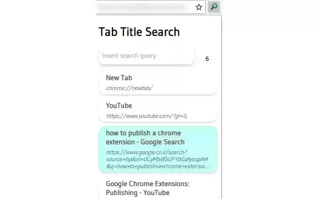 Search Tabs By Title or URL  from Chrome web store to be run with OffiDocs Chromium online