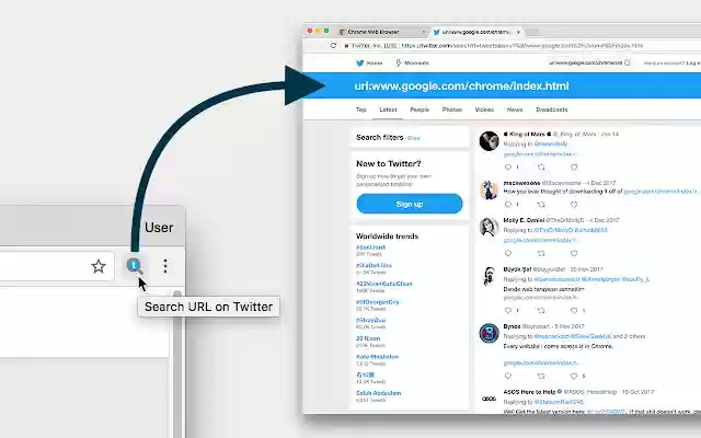 Search URL on Twitter  from Chrome web store to be run with OffiDocs Chromium online