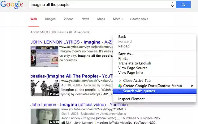 Search with quotes  from Chrome web store to be run with OffiDocs Chromium online