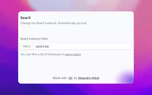 SearX Search Provider  from Chrome web store to be run with OffiDocs Chromium online
