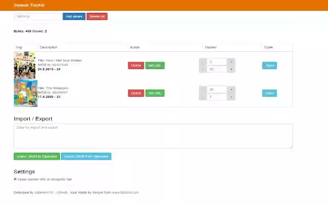 Season Tracker  from Chrome web store to be run with OffiDocs Chromium online