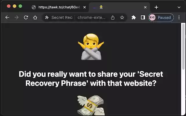 Secret Recovery Phrase Watcher  from Chrome web store to be run with OffiDocs Chromium online